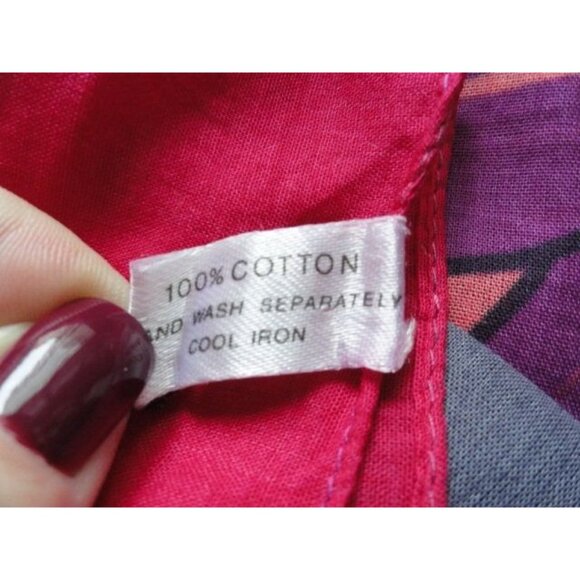 1970’s Floral Oversize Scarf Shawl Wrap Red Purple Black Made in Italy Betmar - Picture 3 of 9